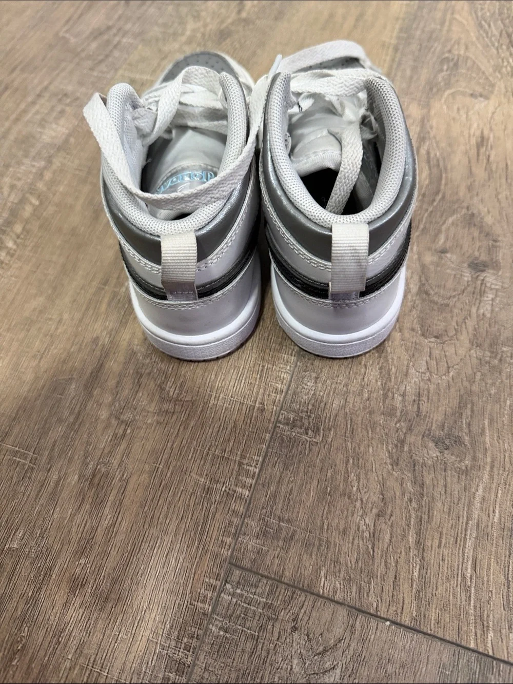 Jordan Kids Mid-Top Sneakers in White, Gray and Black